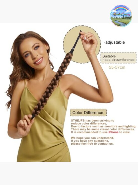 Bohemian Oversized Braided Headband Wide Braids Adjustable Elastic Strap main image 7